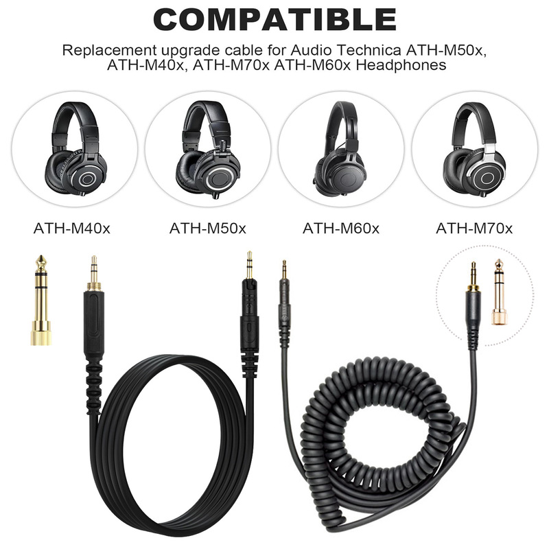 Audio Technica Headphone Ath-M50X - Cavo audio a spirale di ricambio,